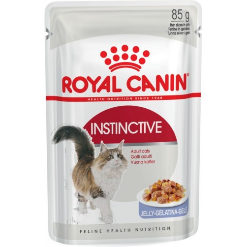  پوچ گربه بالغ بالای  12 ماه حاوی تکه های لذیذ در ژله/ 85 گرمی/  Royal Canin Instinctive in Jelly